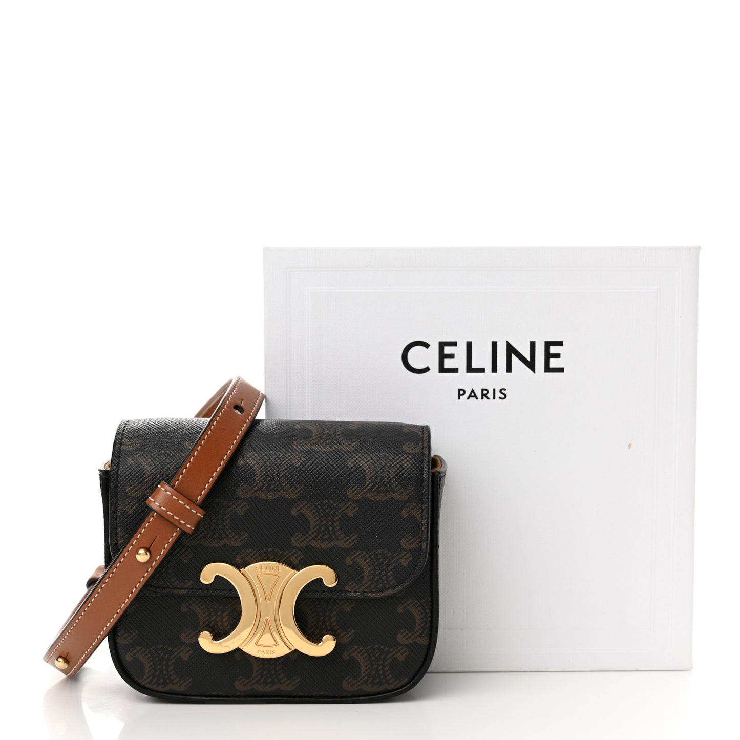 Triomphe Canvas Calfskin Mini Claude Tan