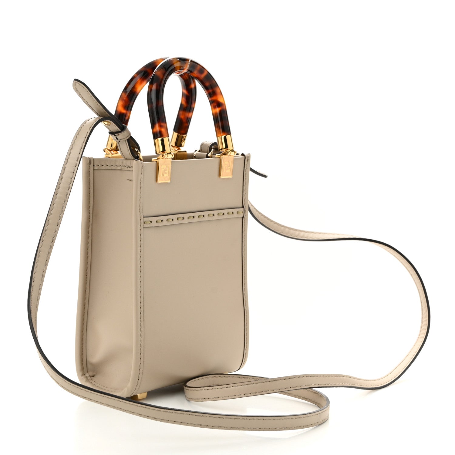 Fendi Vitello King Plexiglass Elaphe Snakeskin Print Logo Mini Fendi Sunshine Shopper Tote Nuvola Daisy Roccia 3 of 11