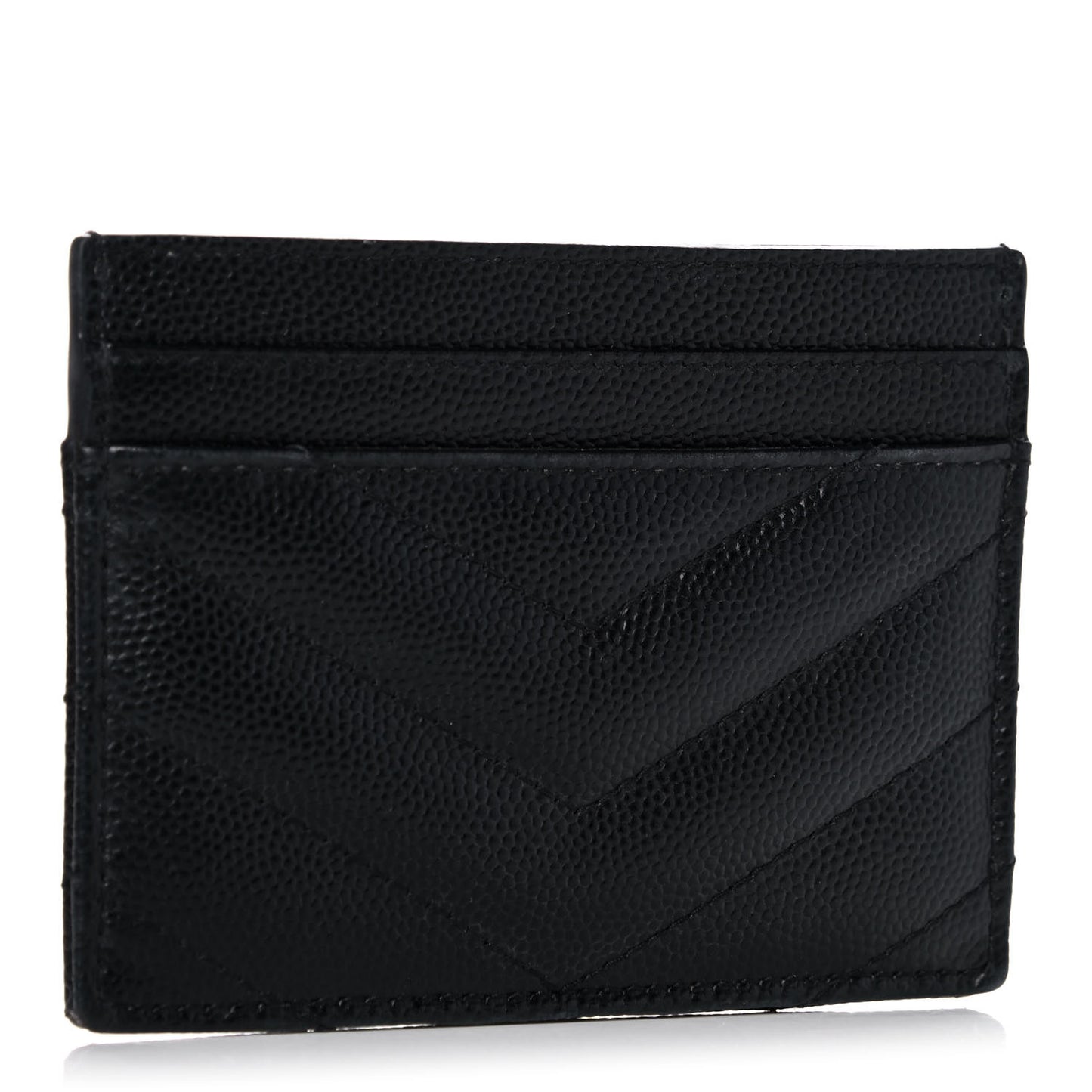 Grain De Poudre Matelasse Chevron Monogram Credit Card Case Black