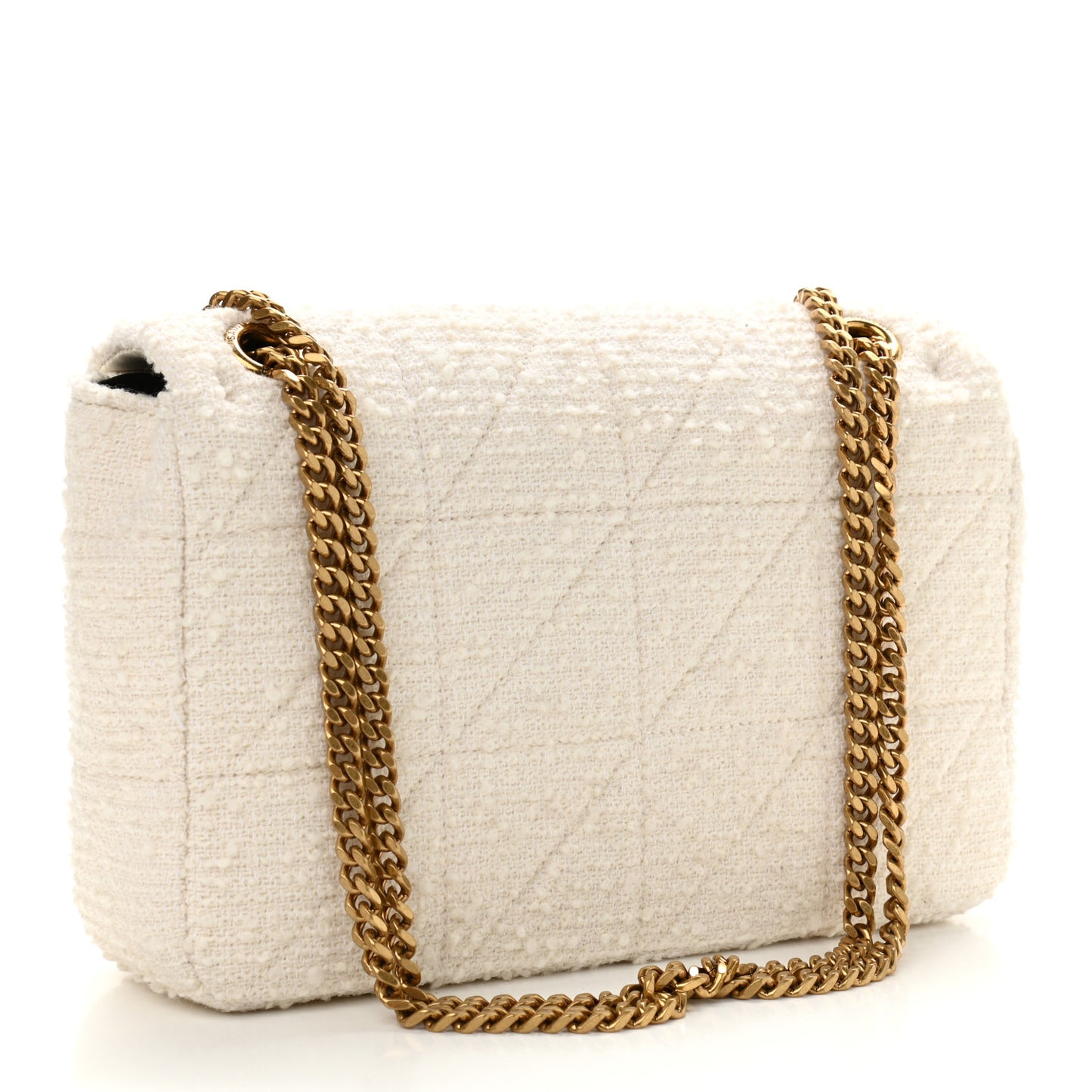 Boucle Tweed Patchwork Monogram Medium Jamie Baguette Craie