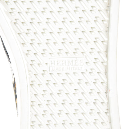 Hermes Cotton Canvas Printed Equateur Kick Slip On Sneakers 37.5 White 6 of 12