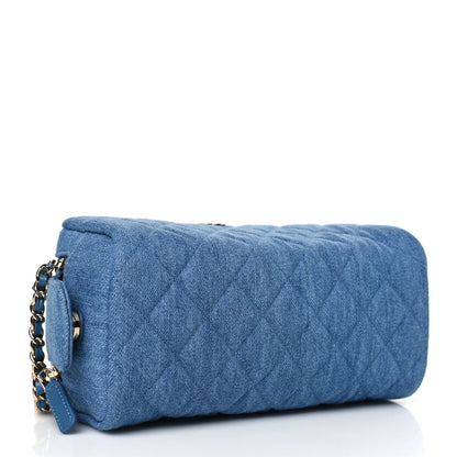 Chanel Denim Quilted Toiletry Case Blue 4 of 9