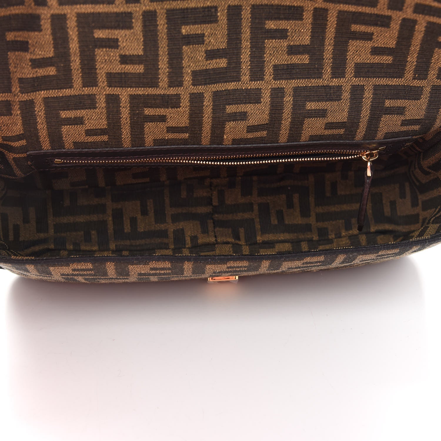 Fendi Fabric Jacquard FF 1974 Medium Baguette Tobacco Moro Black 5 of 10