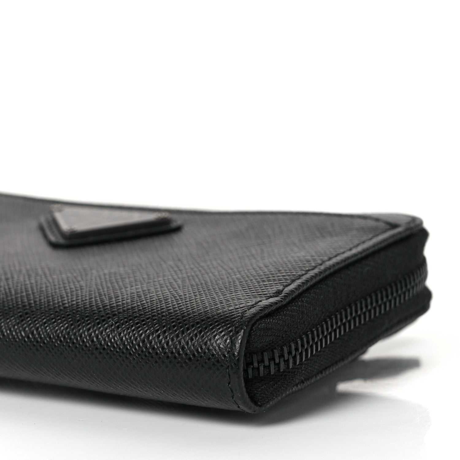 Prada Saffiano Triangle Zip Around Keychain Black 9 of 9