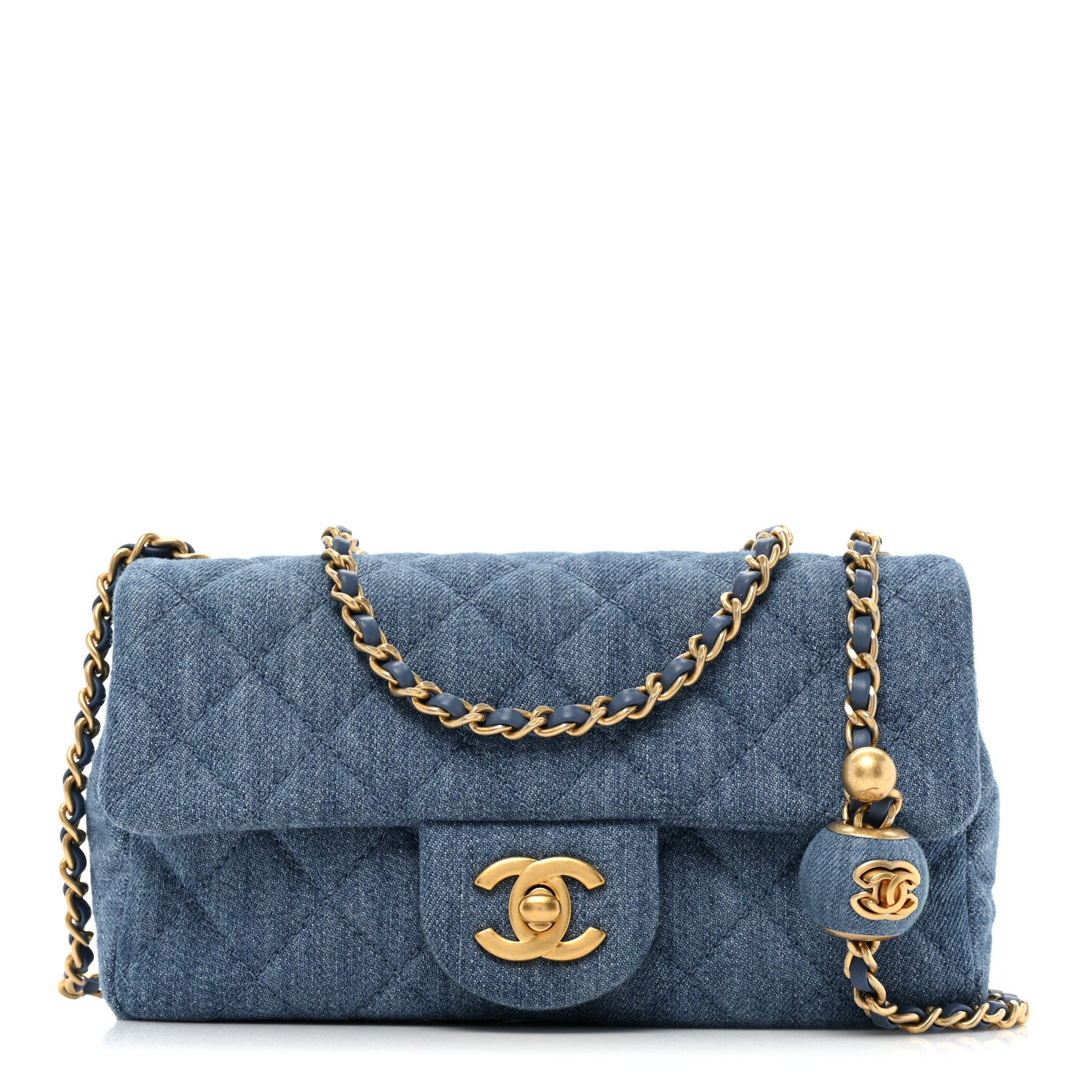 Chanel Denim Quilted Mini Pearl Crush Rectangular Flap Blue 1 of 14