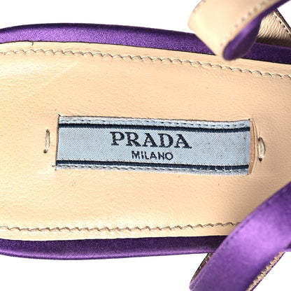 Prada Satin Metal Triangle Logo Ankle Strap 40/135mm Platform Sandals 41 Viola 7 of 7
