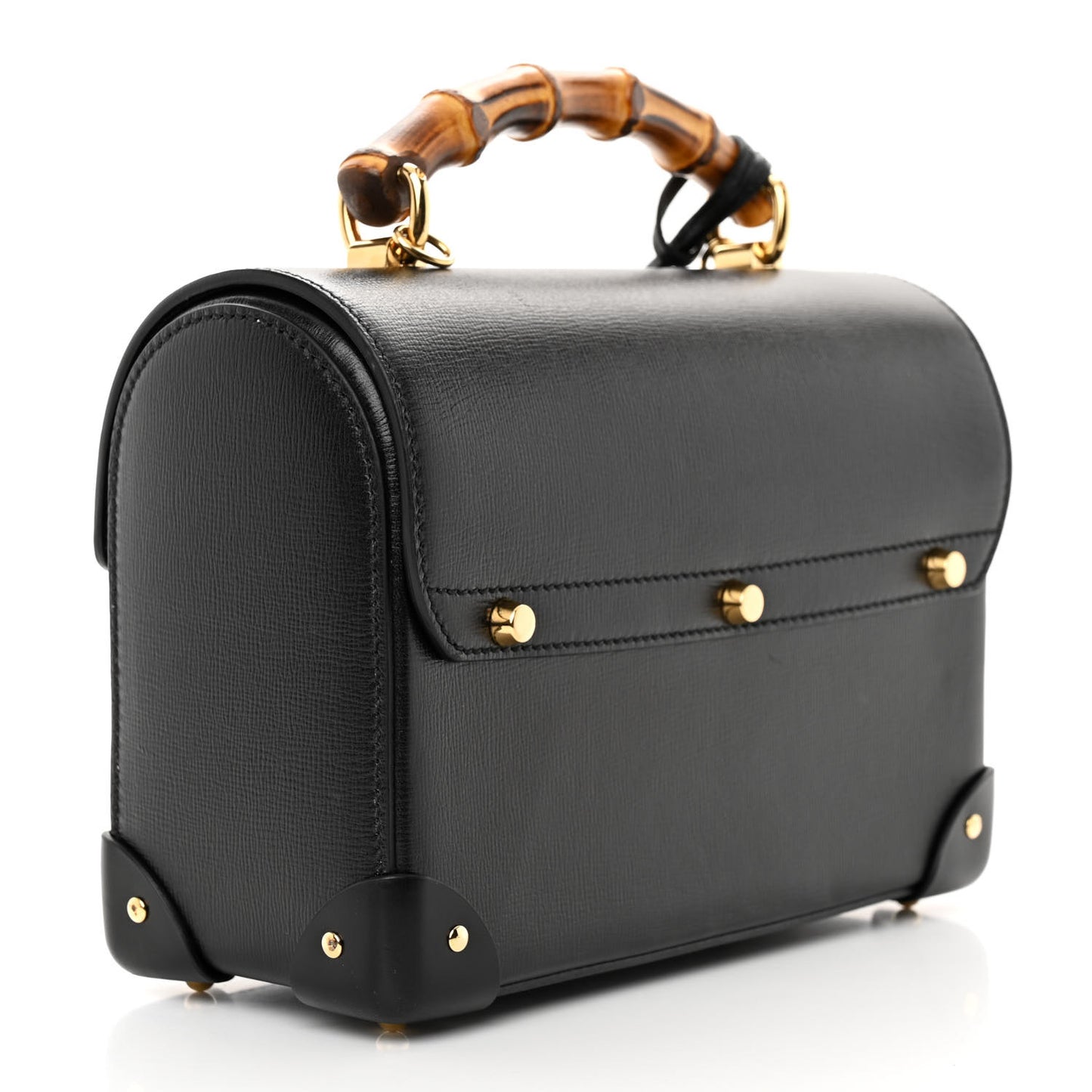 Calfskin Small Padlock Bamboo Shoulder Bag Black
