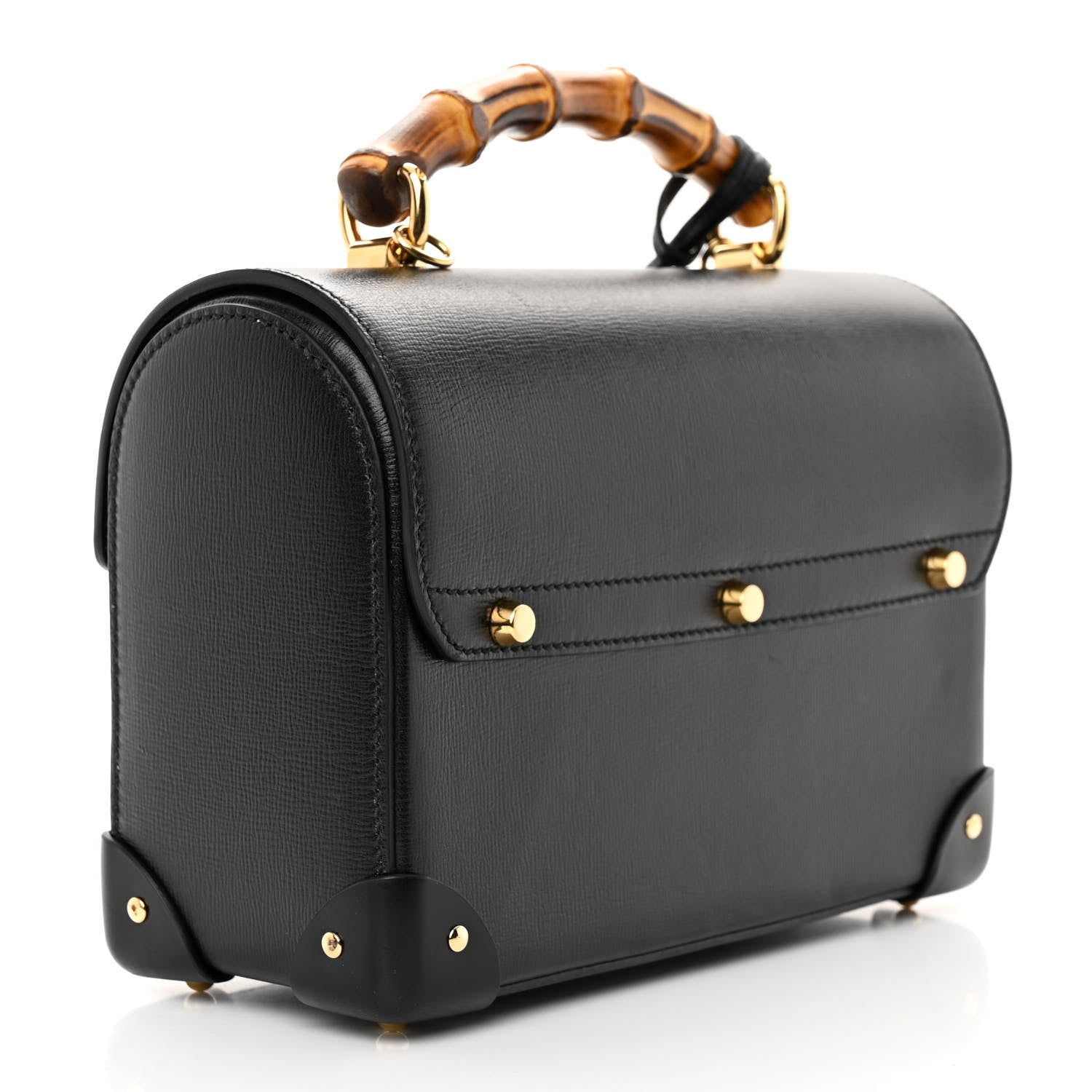 Gucci Calfskin Small Padlock Bamboo Shoulder Bag Black 3 of 12