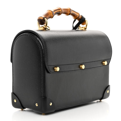 Gucci Calfskin Small Padlock Bamboo Shoulder Bag Black 3 of 12