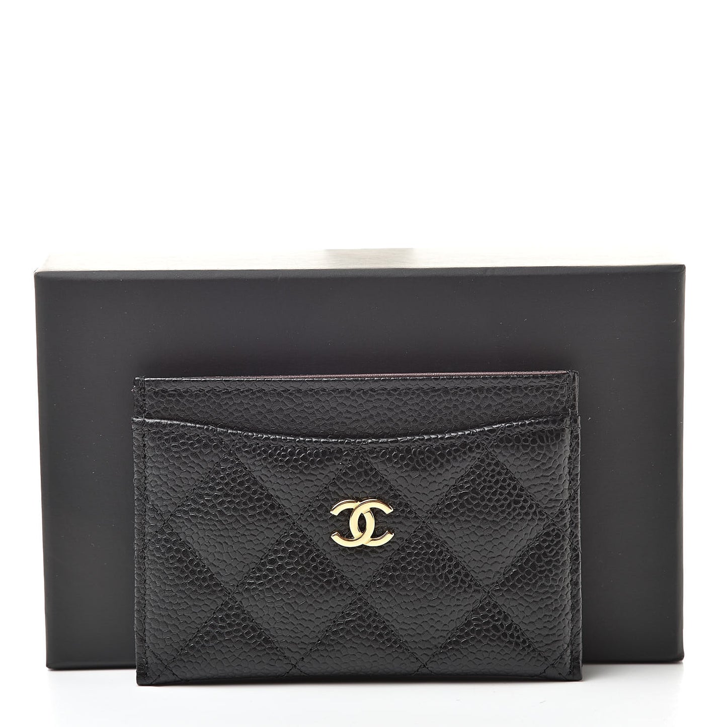 Caviar Quilted Card Holder Black
