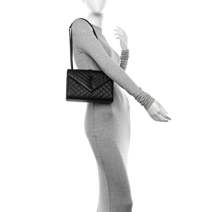 Saint Laurent Grain De Poudre Textured Mixed Matelasse Triquilt Medium Monogram Monochrome Satchel Black 2 of 10