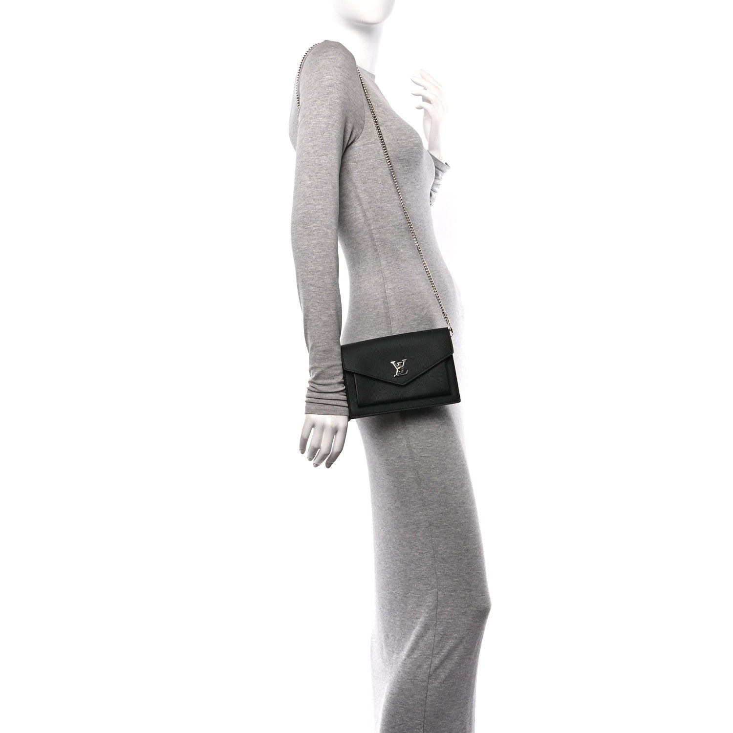 Louis Vuitton Soft Calfskin My Lockme Chain Pochette Black 2 of 9