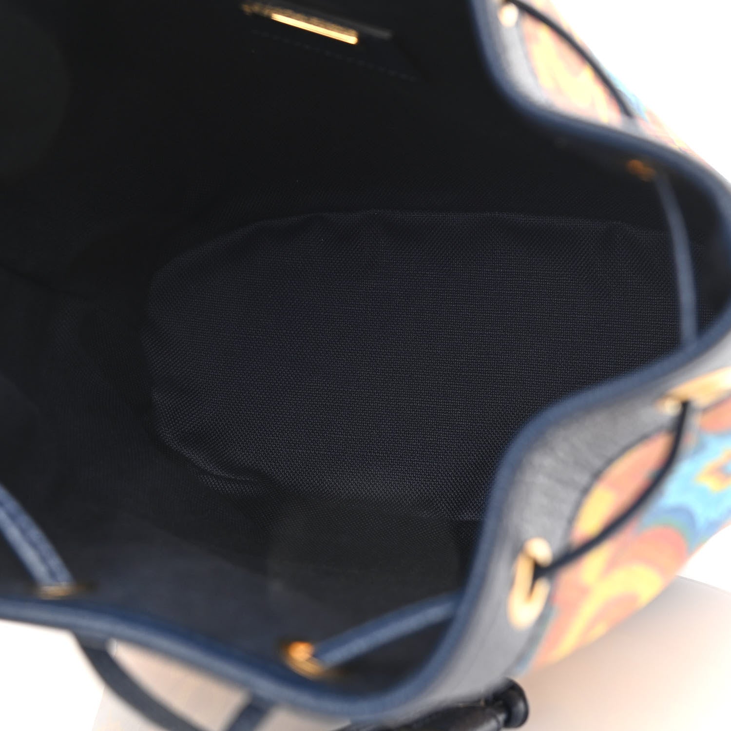 Gucci GG Supreme Kaleidoscope Calfskin Script Logo Gucci 100 Bucket Drawstring Bag Blue Orange Multicolor Blue Agata 5 of 10
