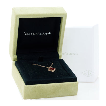 Van Cleef & Arpels 18K Rose Gold Carnelian Sweet Alhambra Pendant Necklace 7 of 7