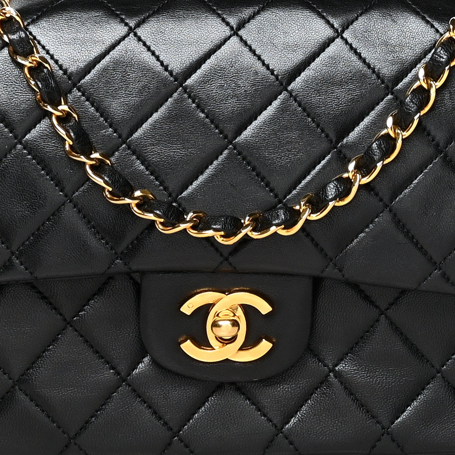 Chanel Lambskin Quilted Medium Double Flap Black 8 of 10