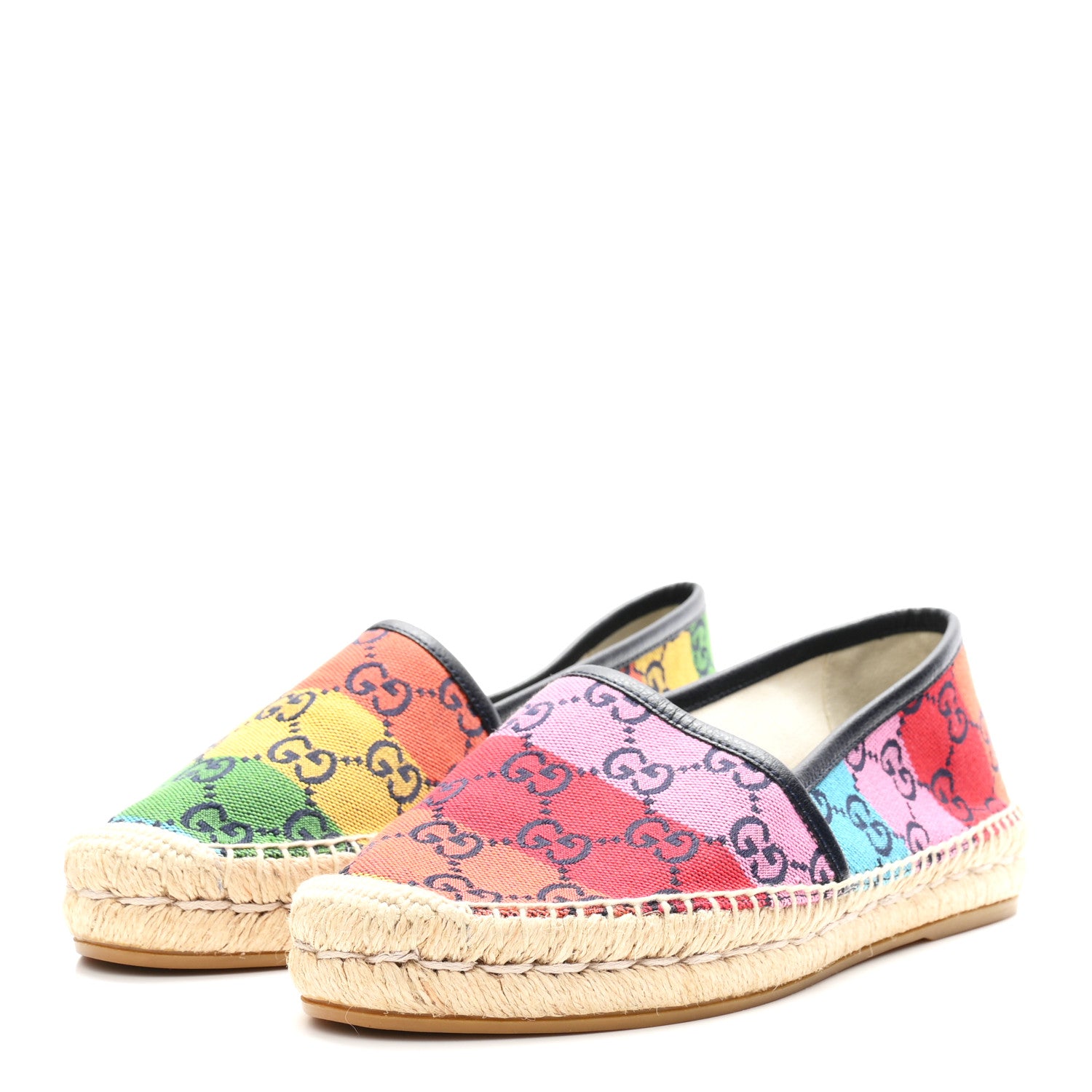 Gucci Monogram Multicolor Womens Espadrilles 37.5 Blue Rainbow Blue 4 of 10