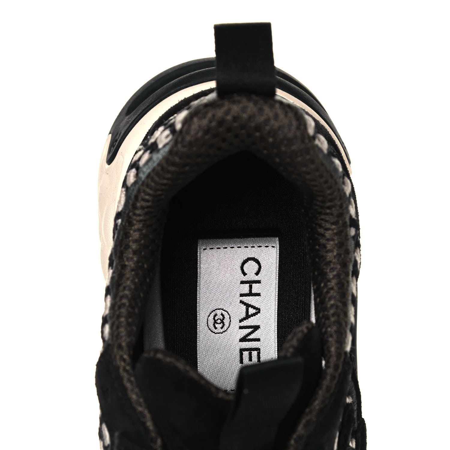 Chanel Suede Calfskin Embroidered CC Sneakers 36 Black 7 of 8