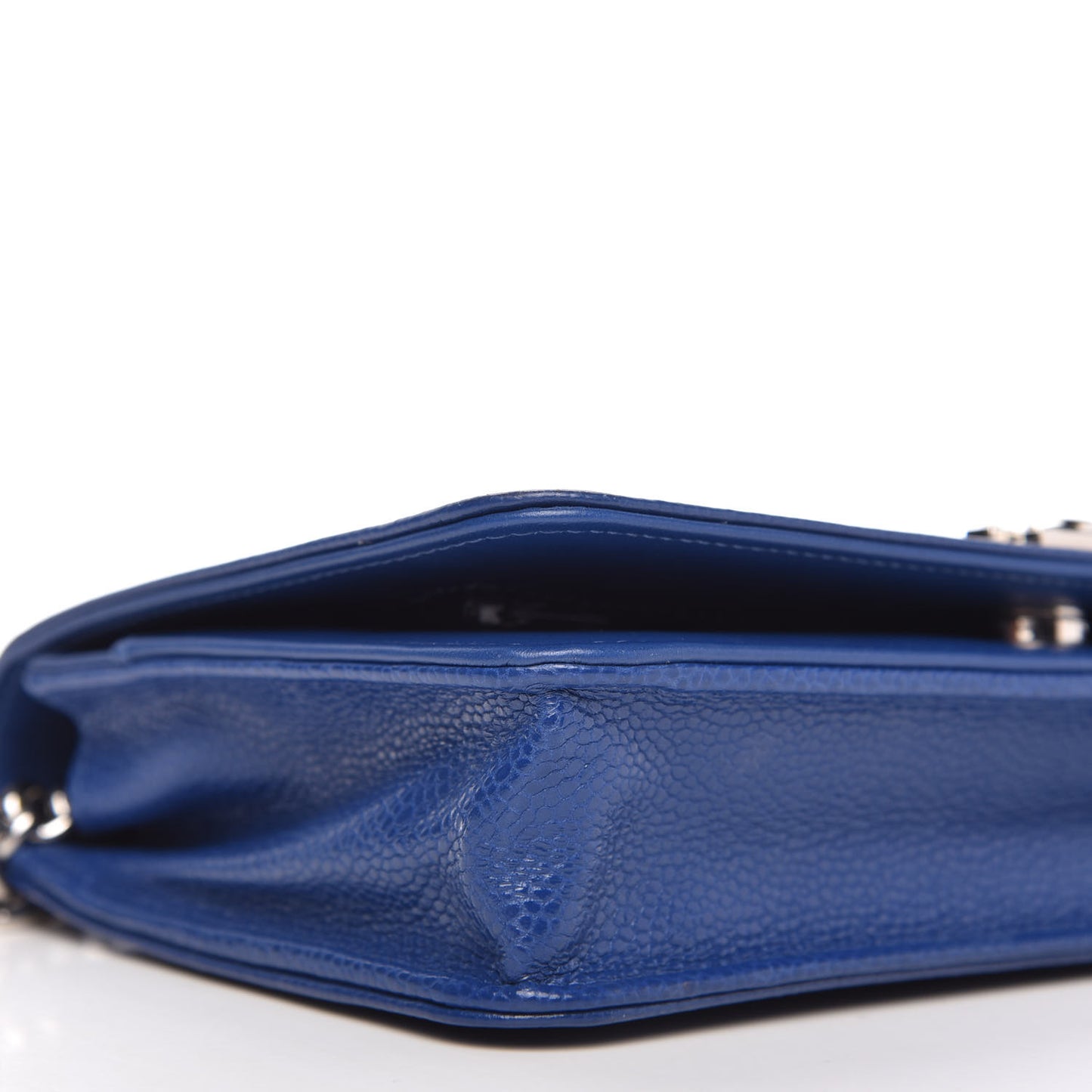 Caviar Chevron Quilted Boy Wallet On Chain WOC Blue