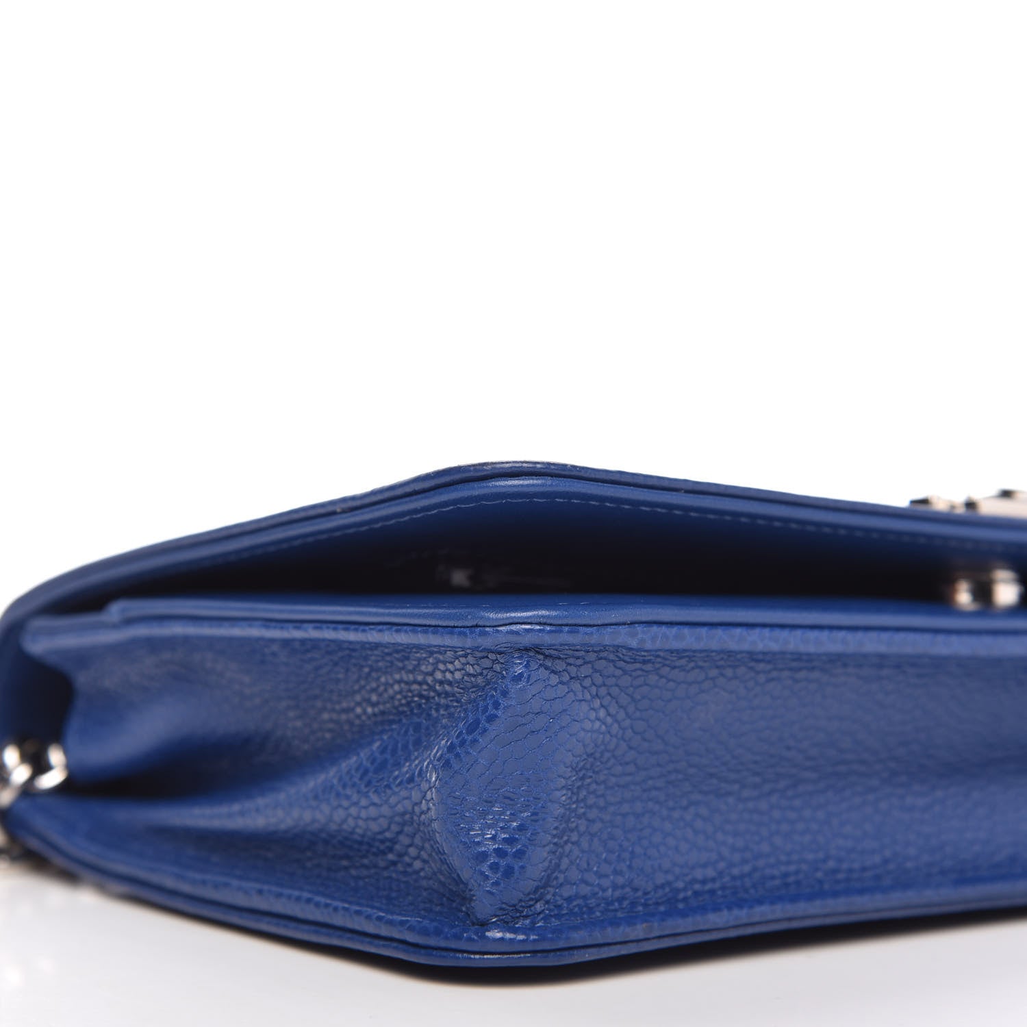 Chanel Caviar Chevron Quilted Boy Wallet On Chain WOC Blue 6 of 11