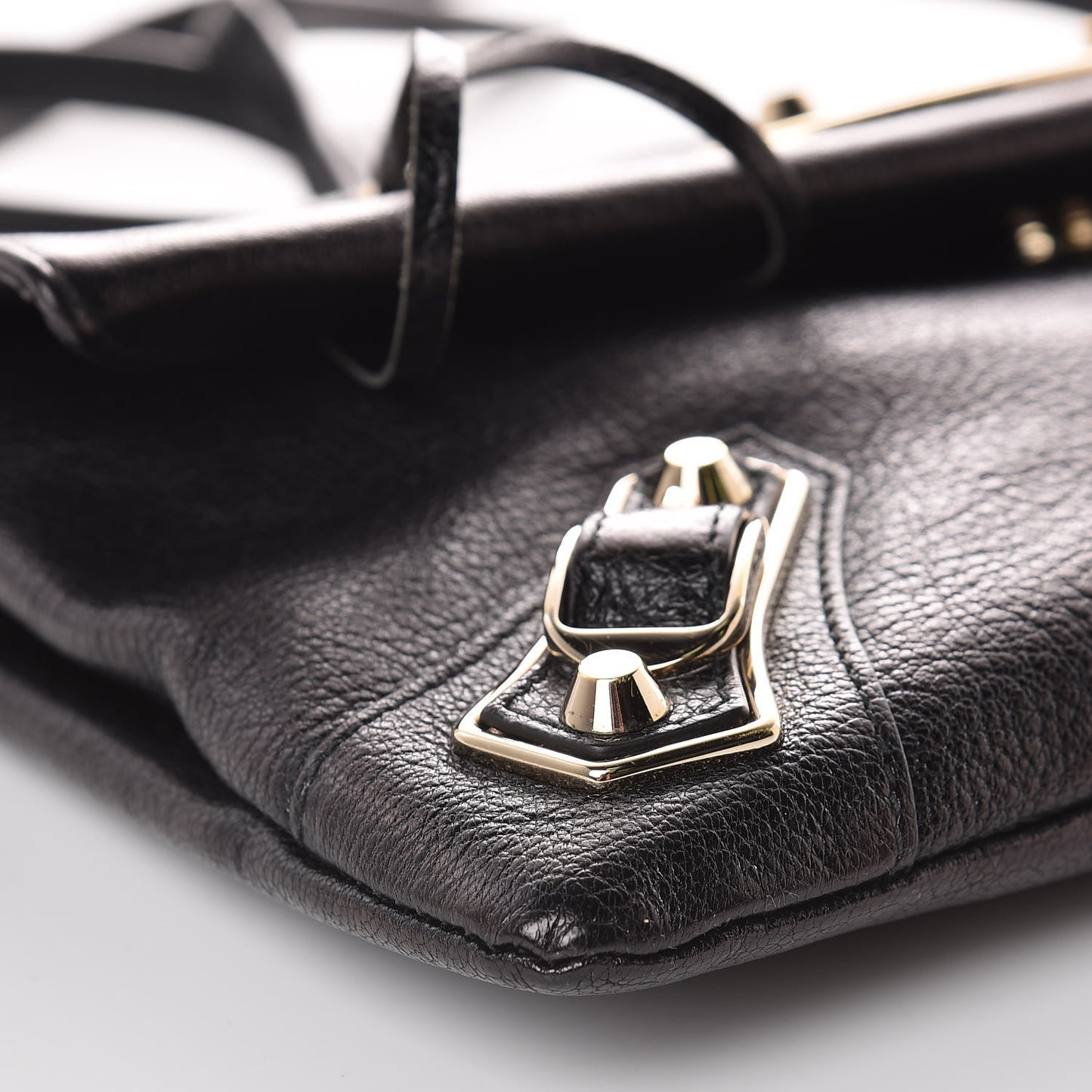 Chevre Gold Metallic Edge Hardware Envelope Clutch Black