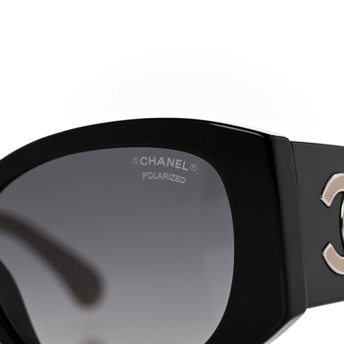Acetate Oval Sunglasses 5524-A Black Beige
