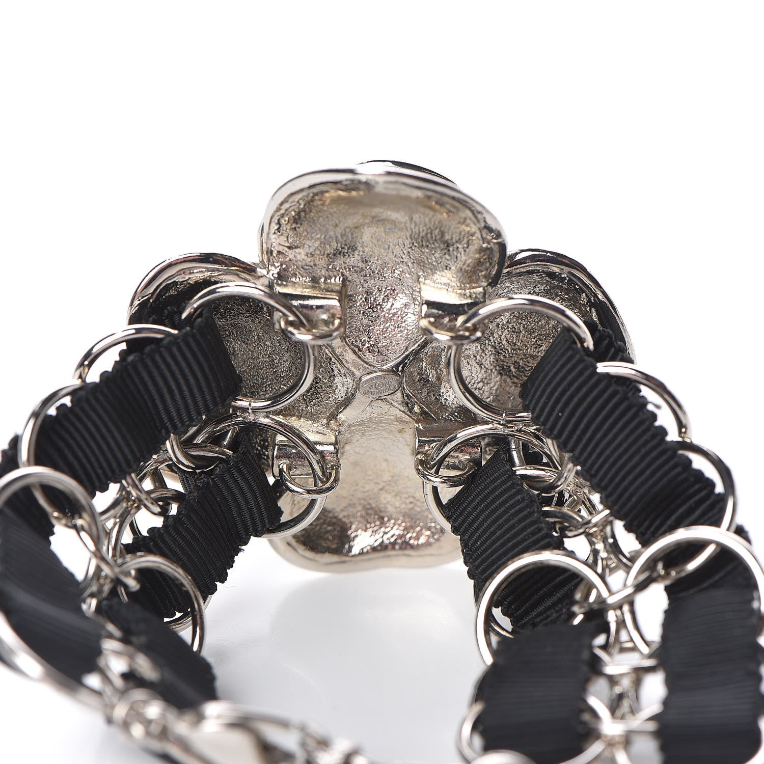 Chanel Resin Camellia Chain Ribbon Bracelet Black 4 of 5