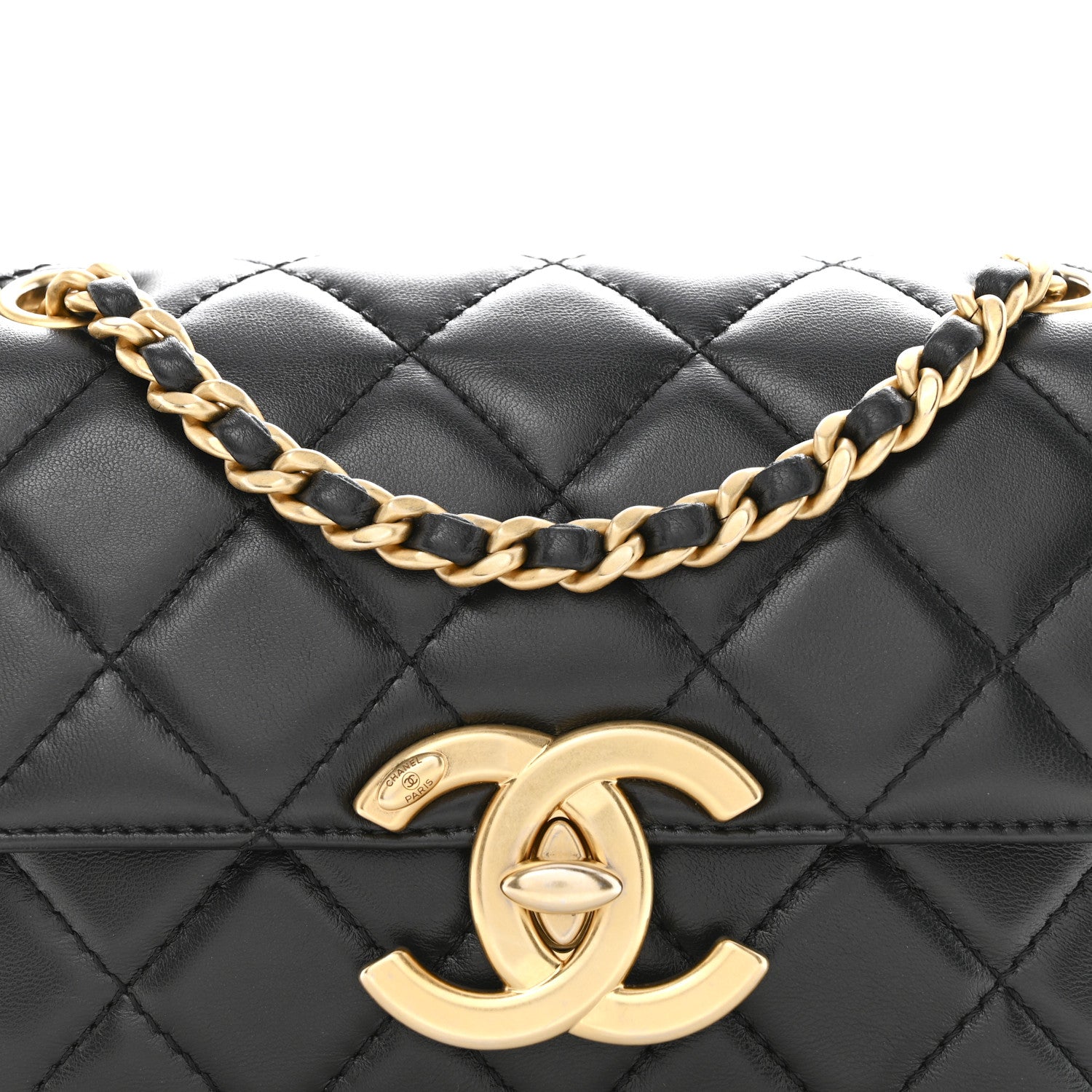 Chanel Shiny Lambskin Quilted Mini Maxi CC Flap Black 1813620