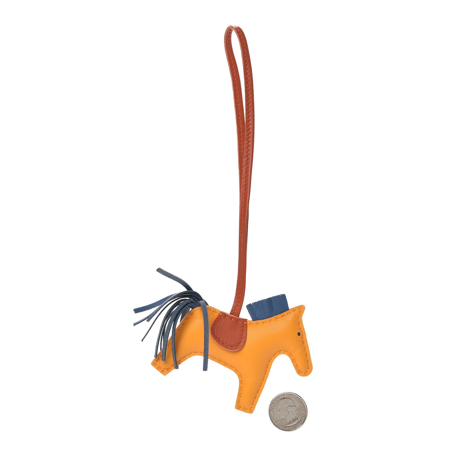 Hermes Milo Lambskin Grigri Rodeo Horse Bag Charm PM Jaune D'Or Bleu Agate Cornaline 2 of 4