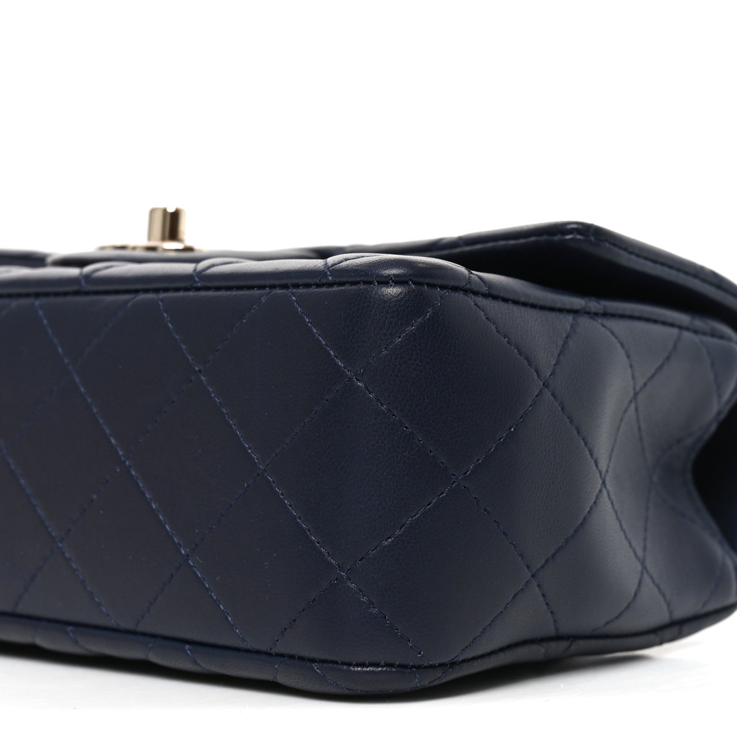 Lambskin Quilted Mini Chain Top Handle Rectangular Flap Navy