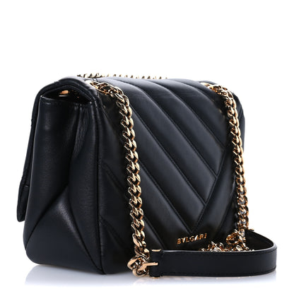 Bulgari Calfskin Matelasse Small Serpenti Cabochon Shoulder Bag Black 3 of 10