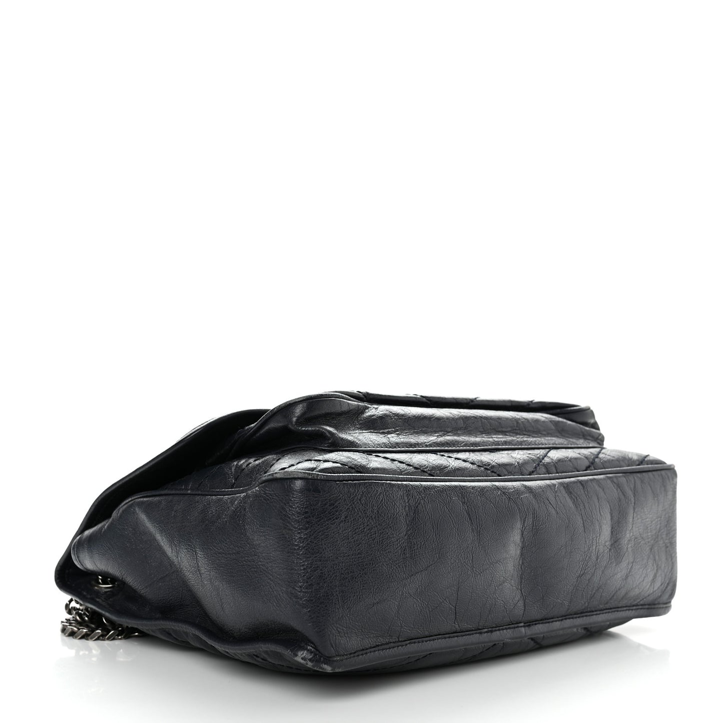 Crinkled Calfskin Matelasse Monogram Large Niki Chain Satchel Deep Marine