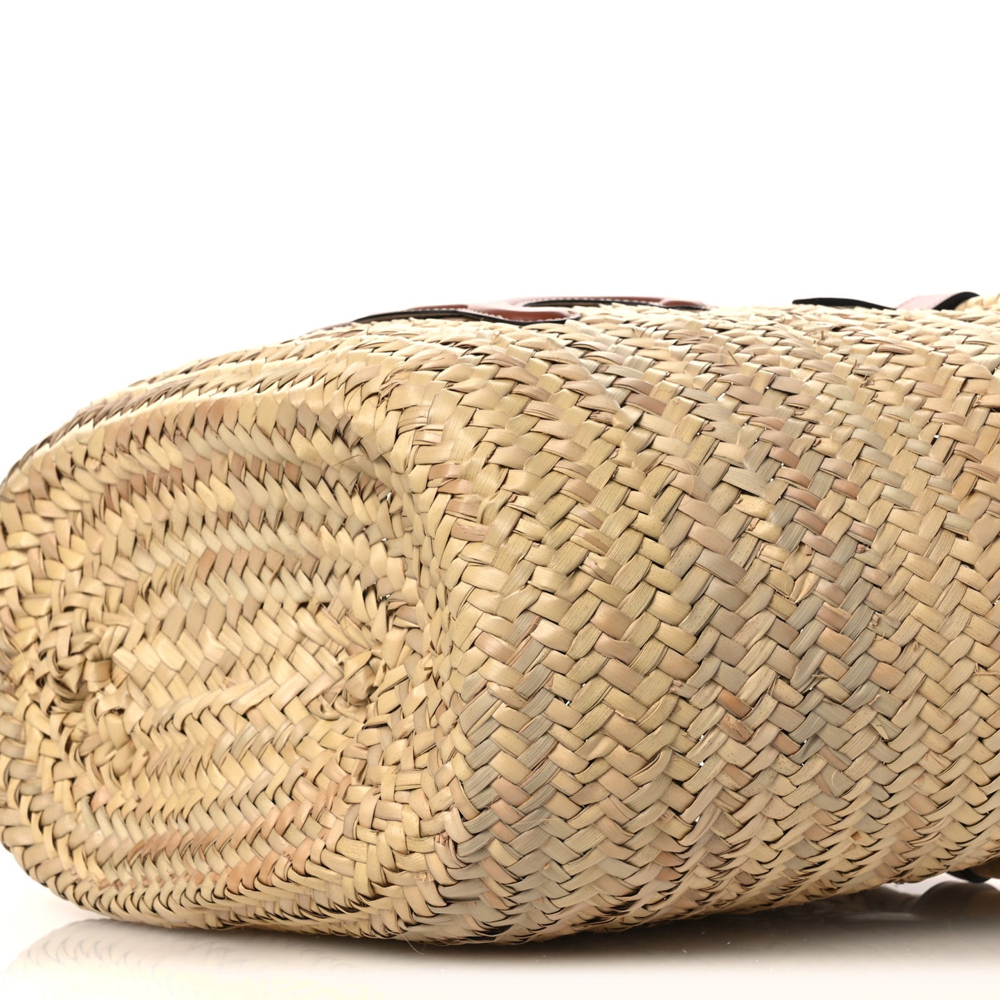 Raffia Calfskin Triomphe Medium Panier Tan Tan