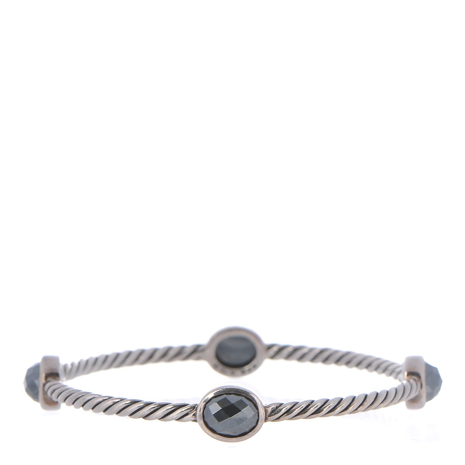 David Yurman Sterling Silver Hematine 3mm Color Classics Four Station Bangle Bracelet 1 of 4