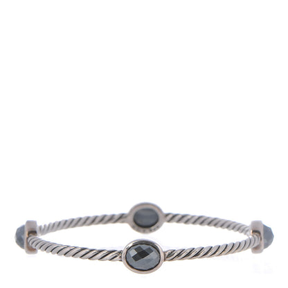 David Yurman Sterling Silver Hematine 3mm Color Classics Four Station Bangle Bracelet 1 of 4