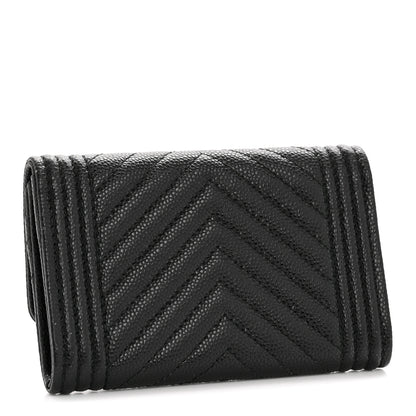 Chanel Caviar Chevron Quilted Boy Flap Card Holder Black 3 of 8