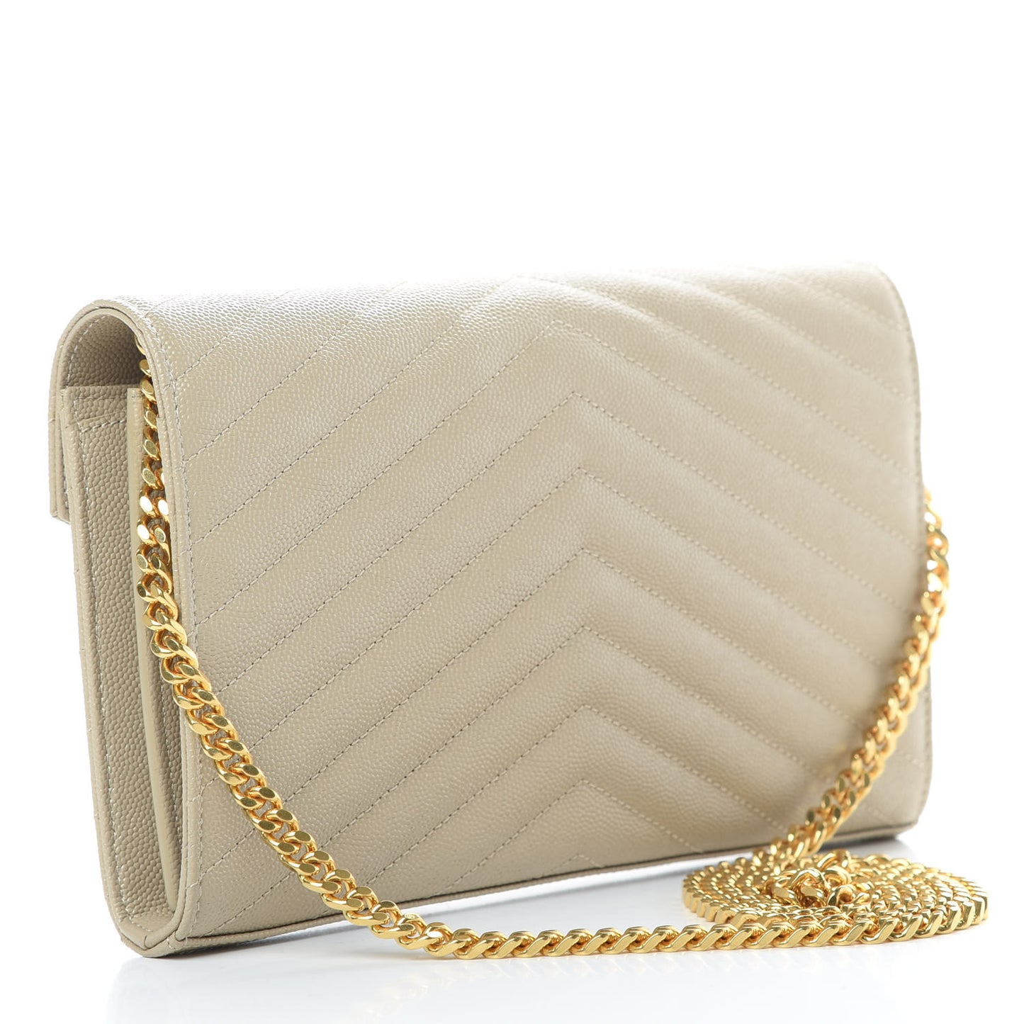 Grain De Poudre Matelasse Chevron Monogram Chain Wallet Sea Salt