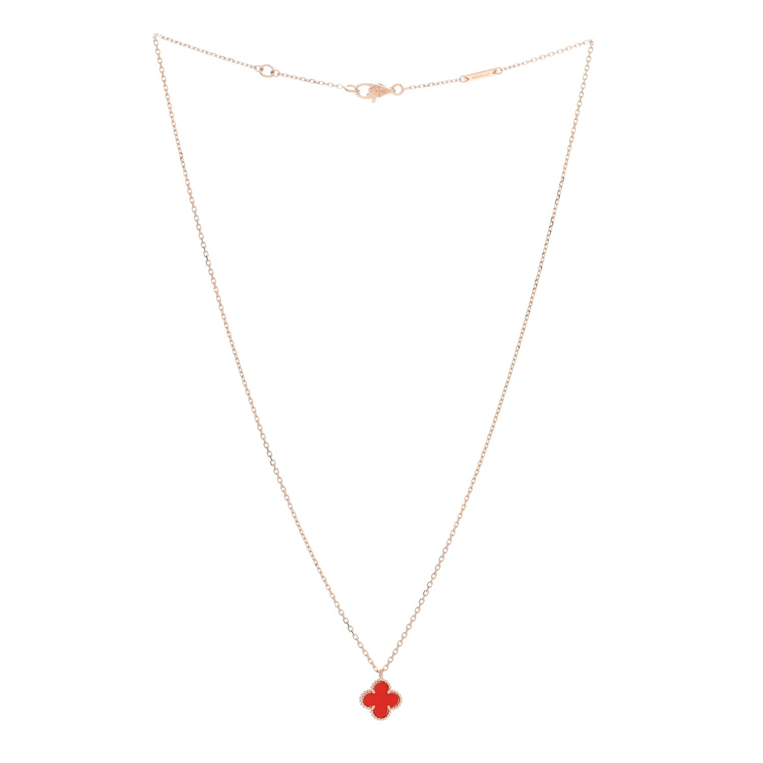 Van Cleef & Arpels VAN CLEEF & ARPELS 18K Rose Gold Carnelian Sweet Alhambra Pendant Necklace 3 of 5