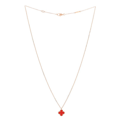 Van Cleef & Arpels VAN CLEEF & ARPELS 18K Rose Gold Carnelian Sweet Alhambra Pendant Necklace 3 of 5