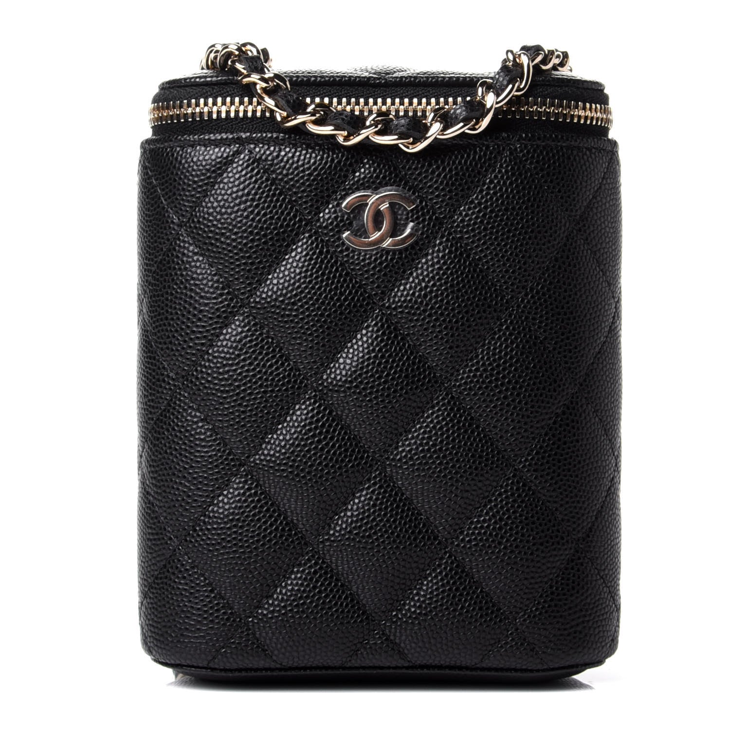 Chanel Caviar Quilted Small Vertical Coco Beauty Vanity Case With Chain Black 1 of 5