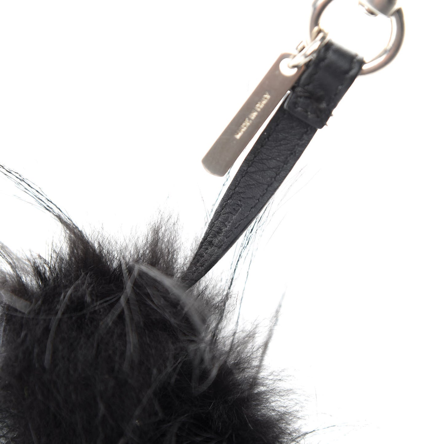 Cuoio Romano Goat Fox Fur Metal Stitch Triangle Monster Eyes Cube Bag Charm Black White