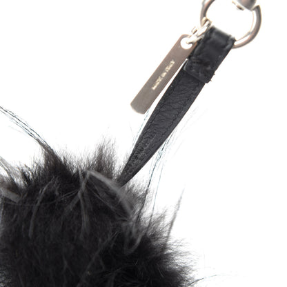 Fendi Cuoio Romano Goat Fox Fur Metal Stitch Triangle Monster Eyes Cube Bag Charm Black White 4 of 4
