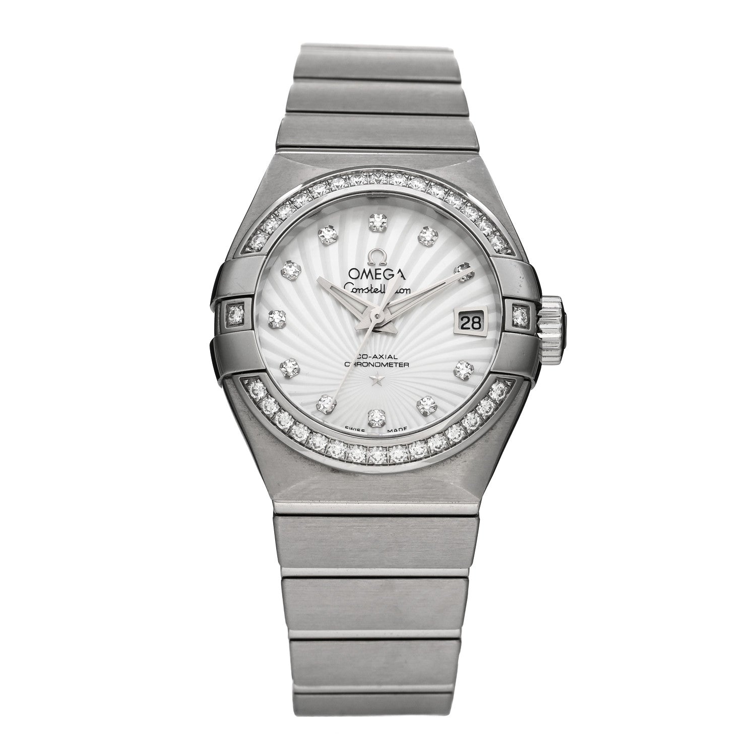Omega Stainless Steel Diamond Bezel Mother of Pearl 27mm Constellation Automatic Watch 123.15.27.20.55.001 1 of 4