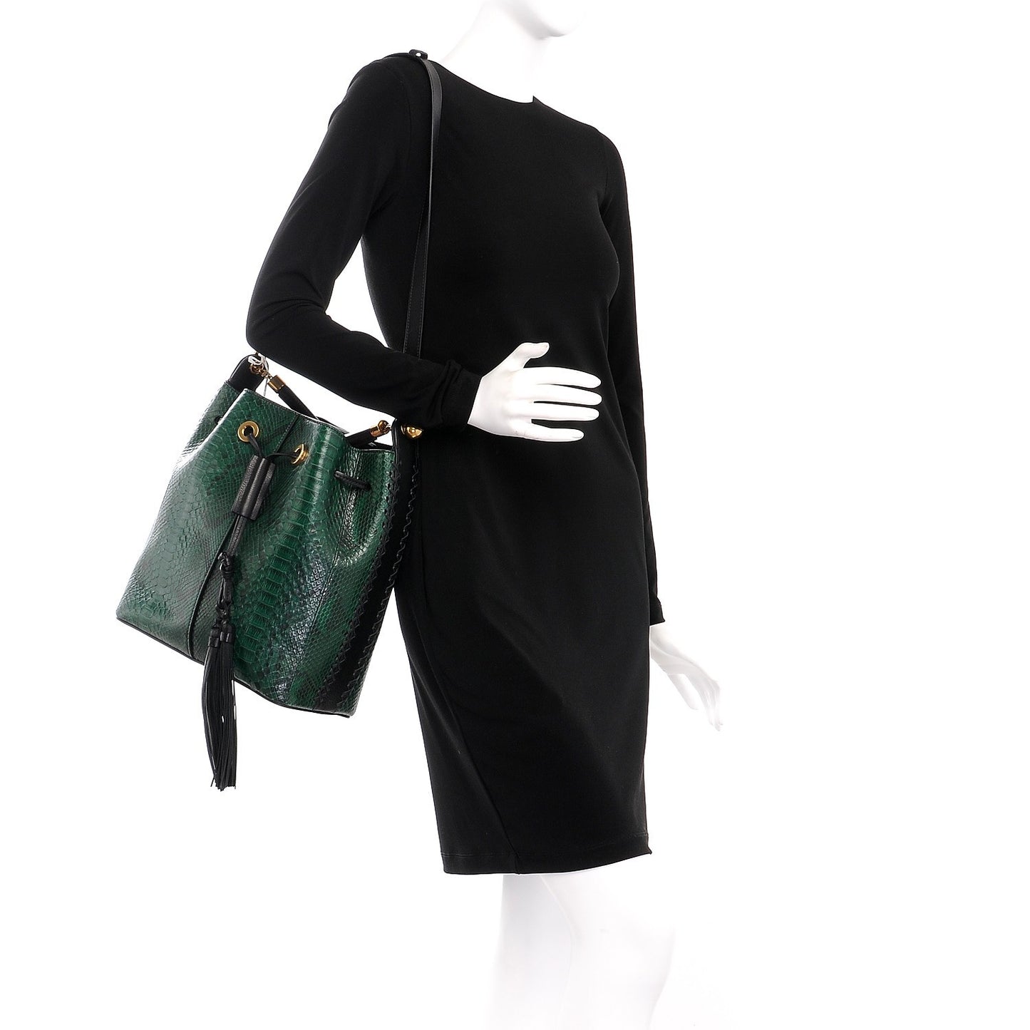 Python Gala Cross-Stitch Bucket Bag Intense Green