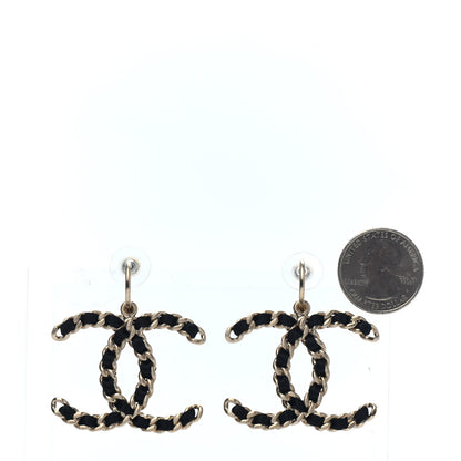 Chanel CC Chain Earrings Light Gold Black 2 of 4