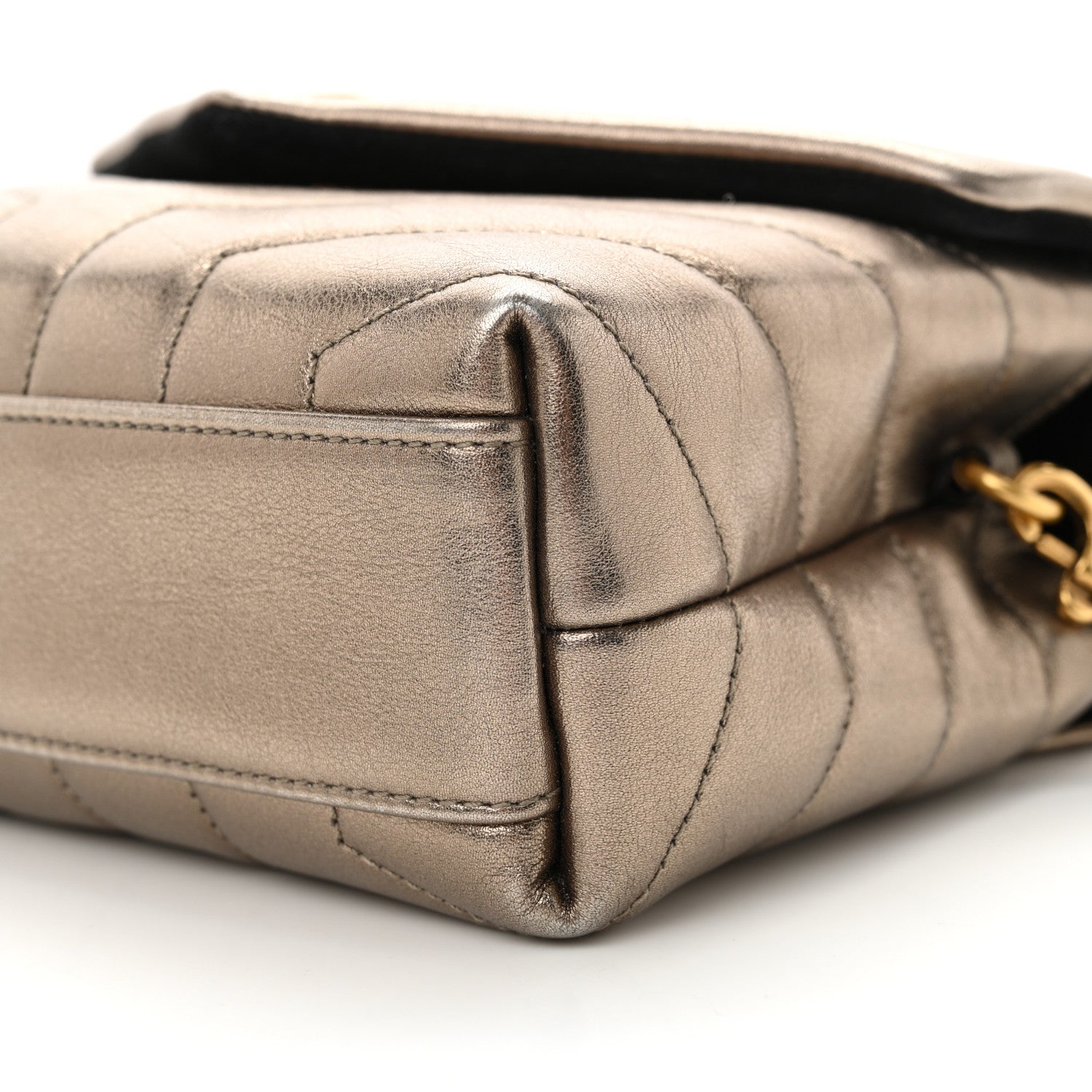 Saint Laurent Metallic Calfskin Y Quilted Monogram Toy Loulou Crossbody Bag Piombo 10 of 12