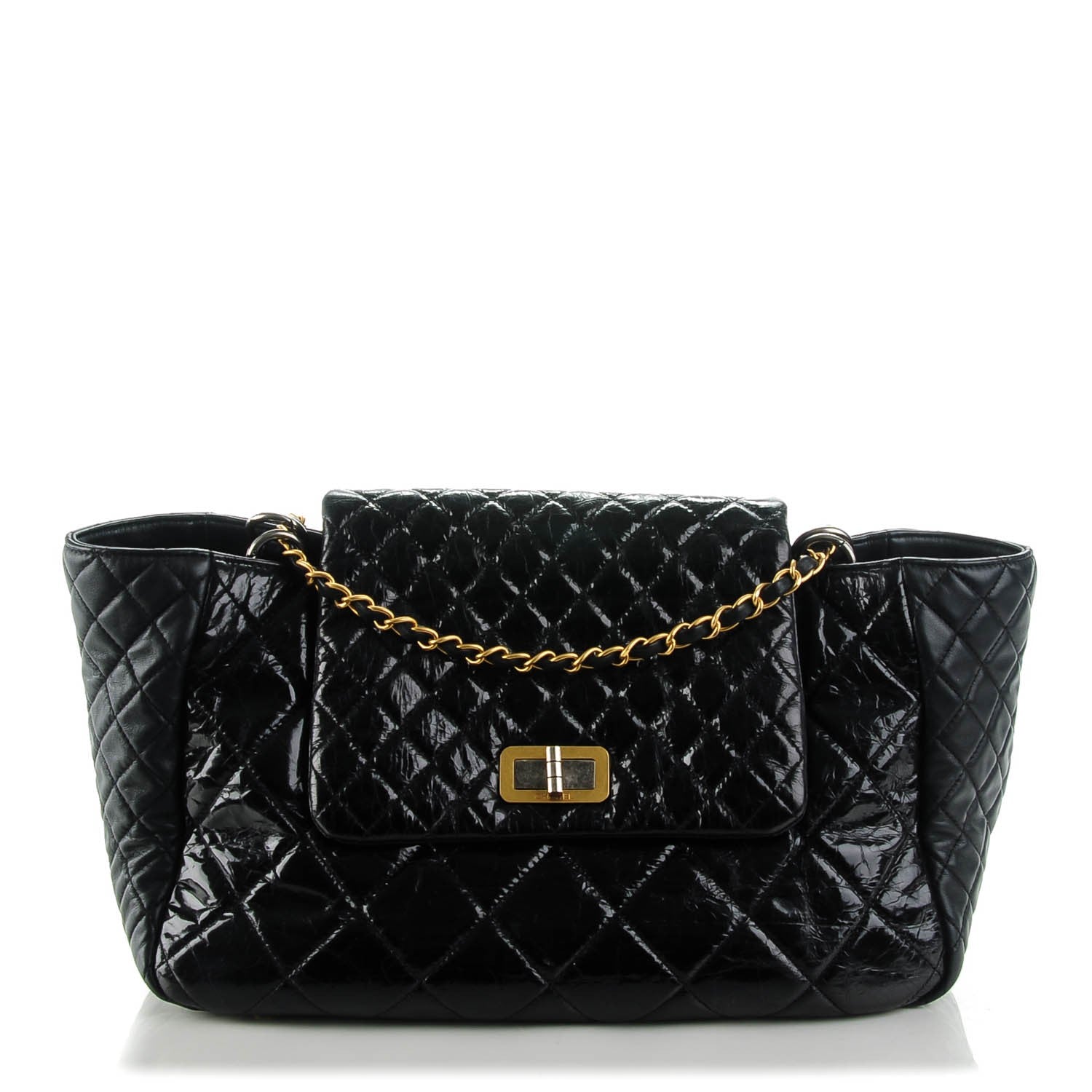 Chanel Glazed Calfskin Quilted Large Mademoiselle East West Flap Black 1 of 7