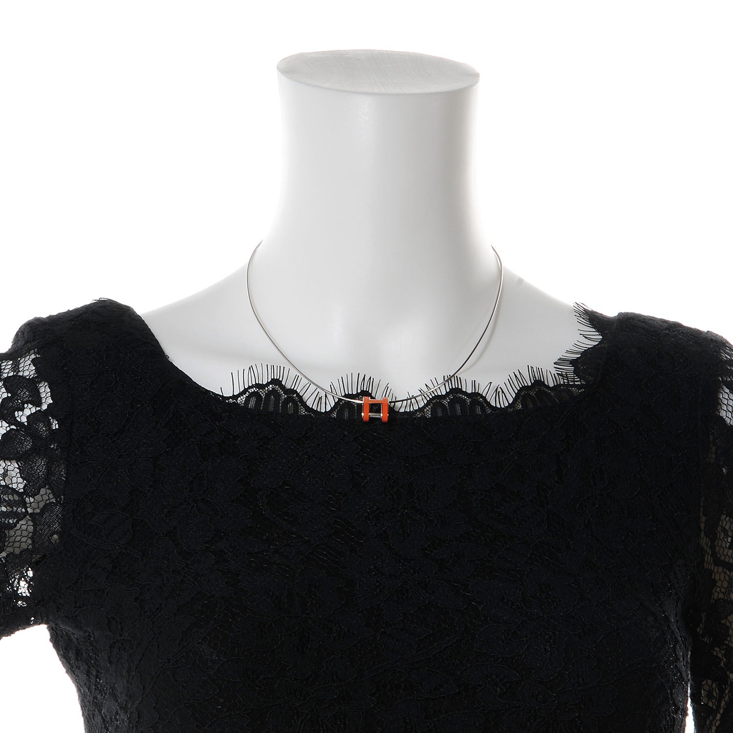Hermes Silver and Palladium Pop H Necklace Orange 2 of 5