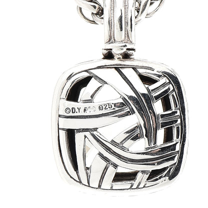 David Yurman Sterling Silver Diamond Prasiolite 14mm Albion Pendant Necklace 5 of 6