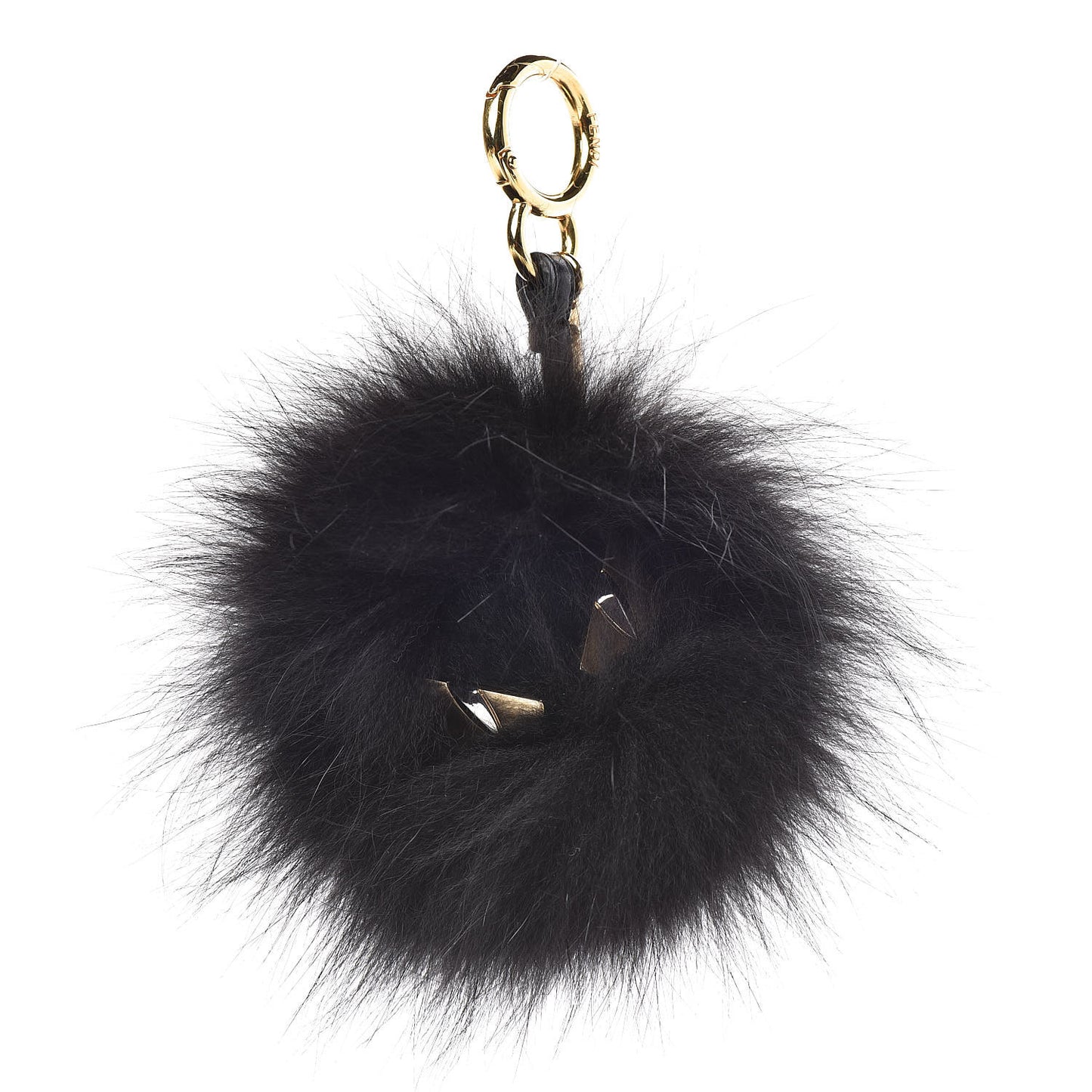 Fox Fur Calfskin Monster Bag Bug Cube Charm Black
