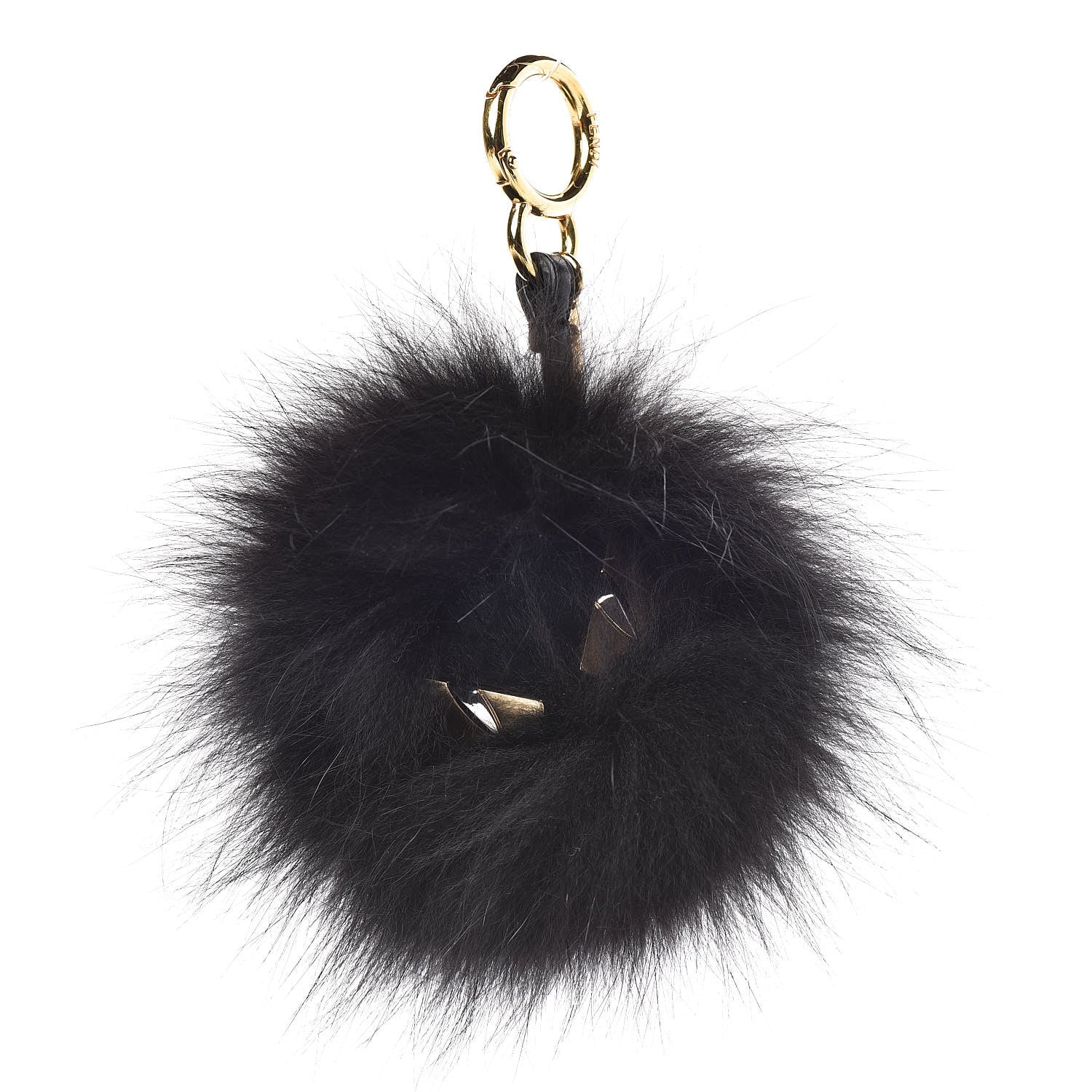 Fendi Fox Fur Calfskin Monster Bag Bug Cube Charm Black 1 of 2